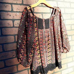 Rue 21 Sheer Cold Shoulder Boho Hippie Top